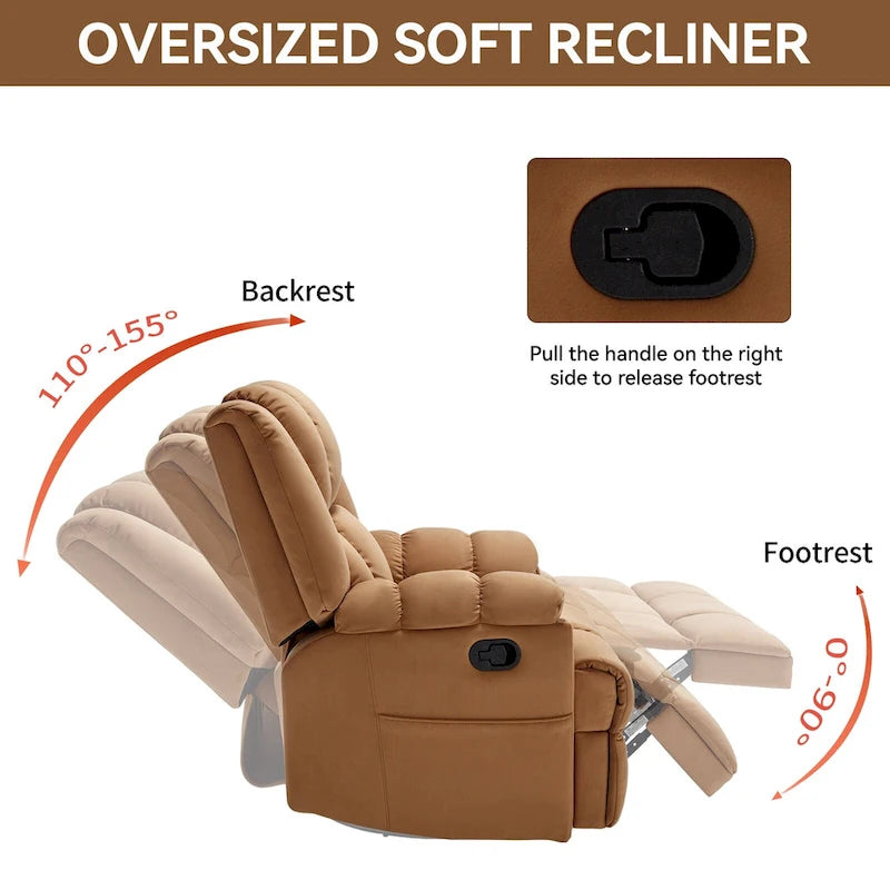 Fauteuil inclinable pivotant et berçant surdimensionné, Repose-pieds