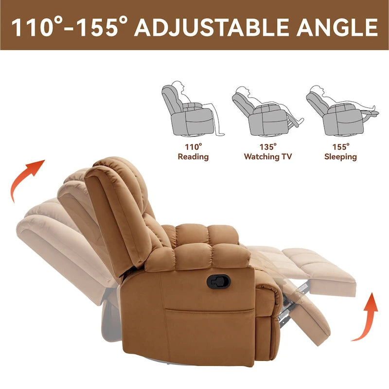 Fauteuil inclinable pivotant et berçant surdimensionné, Repose-pieds