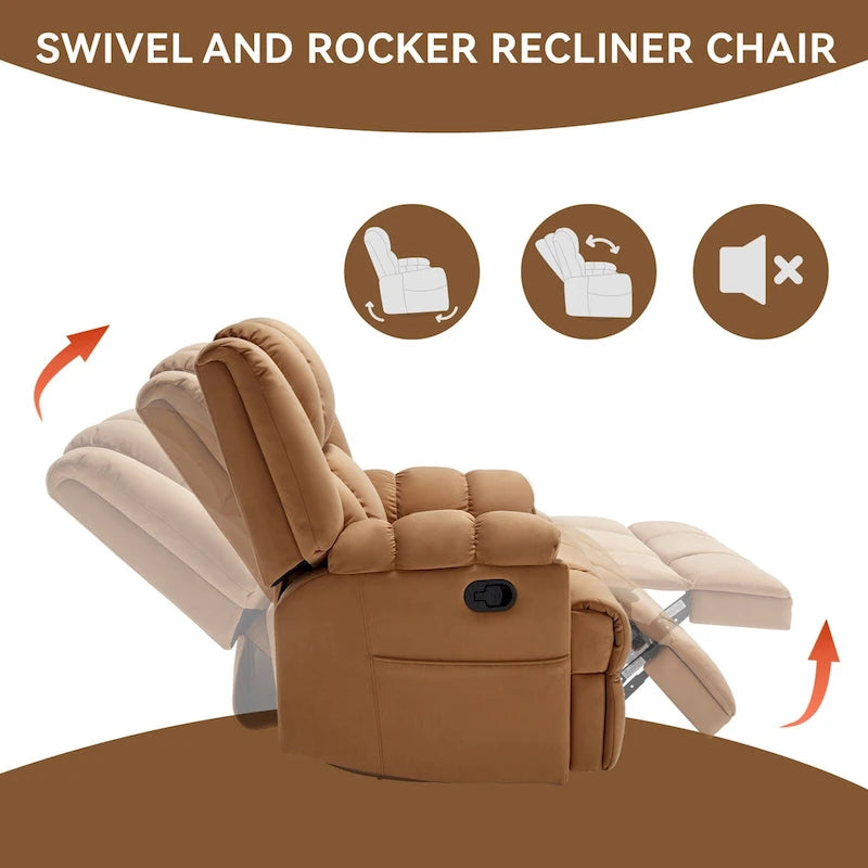 Fauteuil inclinable pivotant et berçant surdimensionné, Repose-pieds