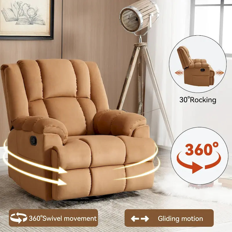 Fauteuil inclinable pivotant et berçant surdimensionné, Repose-pieds
