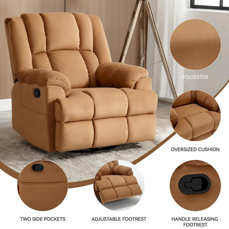 Fauteuil inclinable pivotant et berçant surdimensionné, Repose-pieds