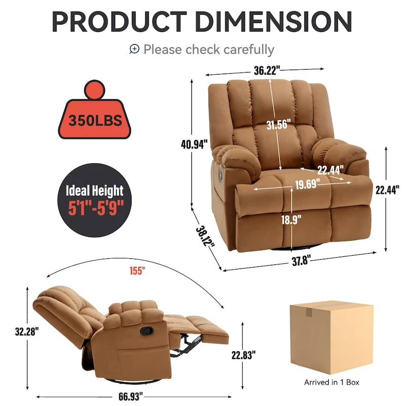 Fauteuil inclinable pivotant et berçant surdimensionné, Repose-pieds
