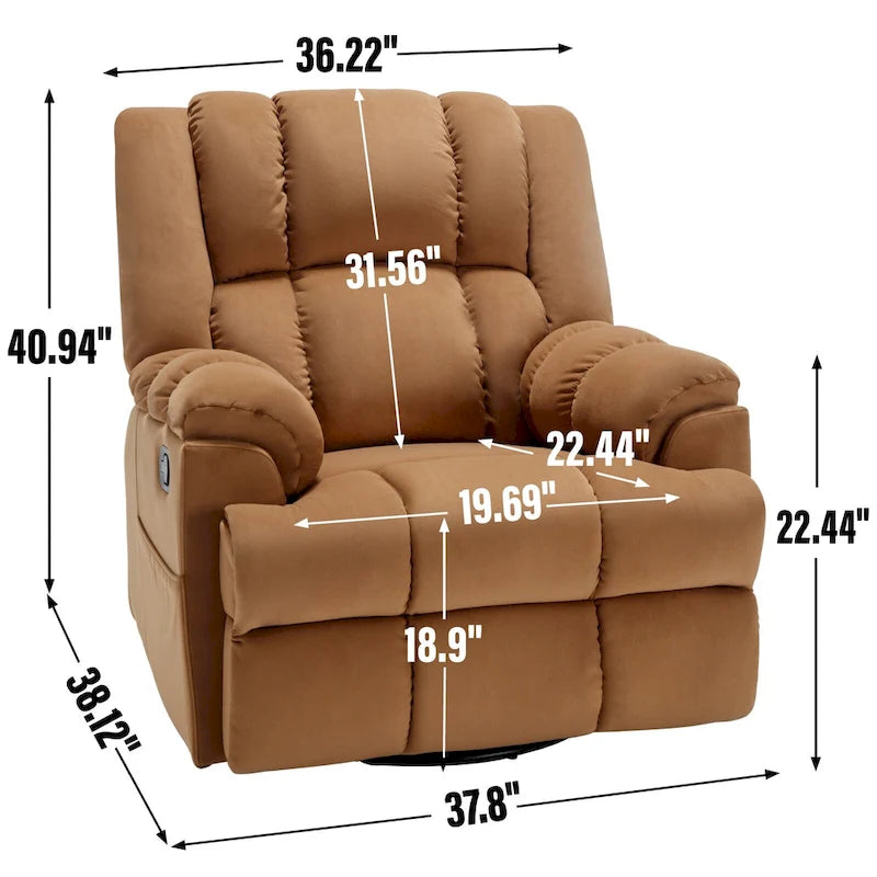 Fauteuil inclinable pivotant et berçant surdimensionné, Repose-pieds
