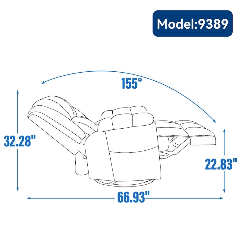 Fauteuil inclinable pivotant et berçant surdimensionné, Repose-pieds