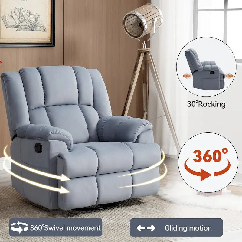 Fauteuil inclinable pivotant et berçant surdimensionné, Repose-pieds