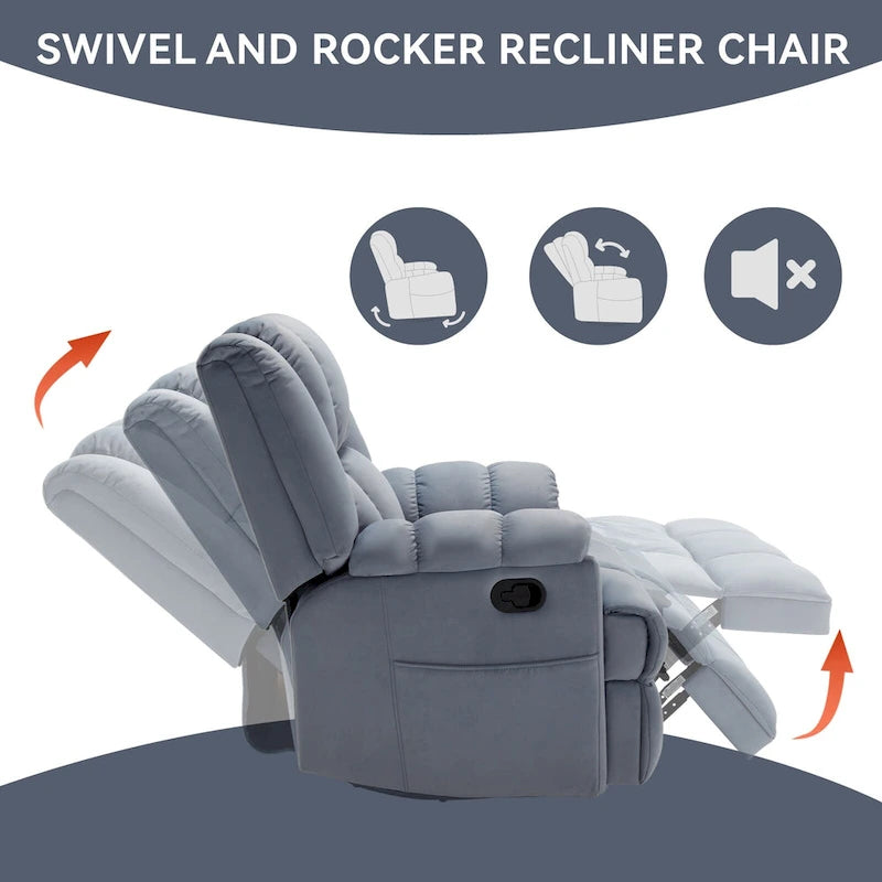 Fauteuil inclinable pivotant et berçant surdimensionné, Repose-pieds