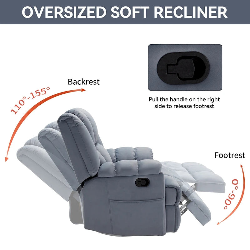 Fauteuil inclinable pivotant et berçant surdimensionné, Repose-pieds