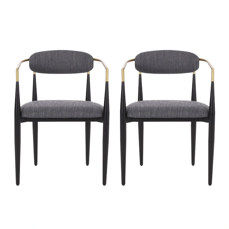 Chaises de salle à manger en fer rembourrées de tissu