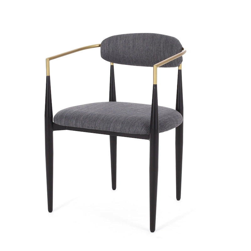 Chaises de salle à manger en fer rembourrées de tissu
