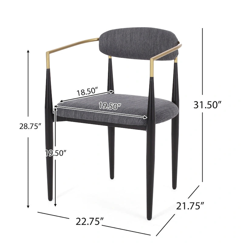 Chaises de salle à manger en fer rembourrées de tissu