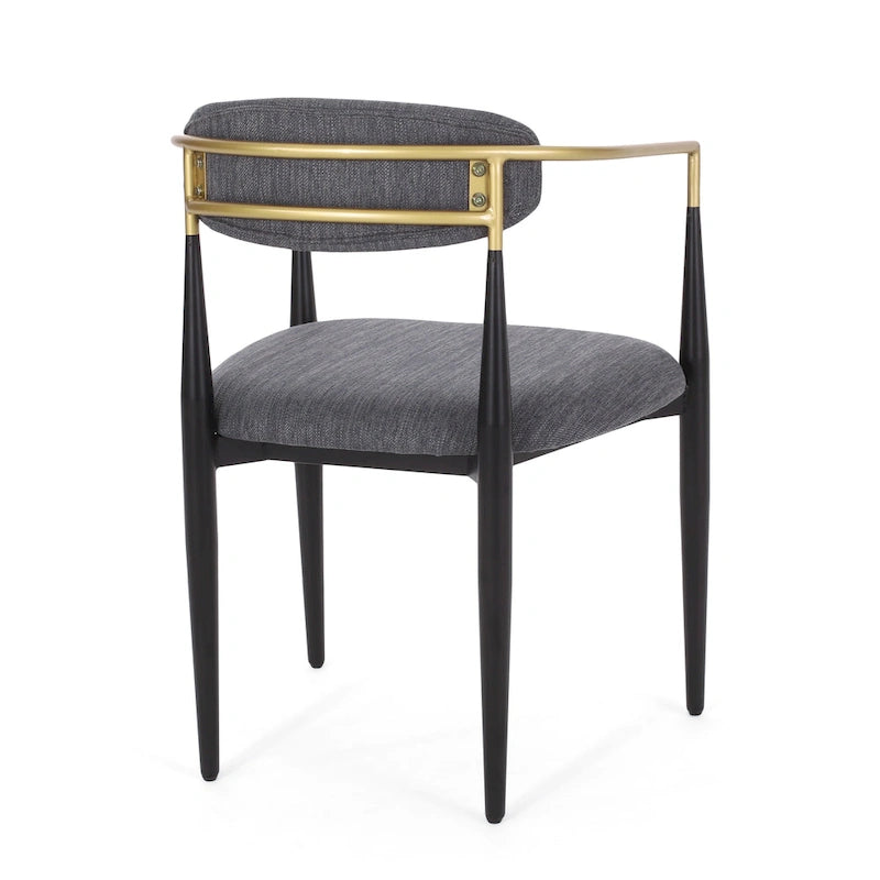 Chaises de salle à manger en fer rembourrées de tissu