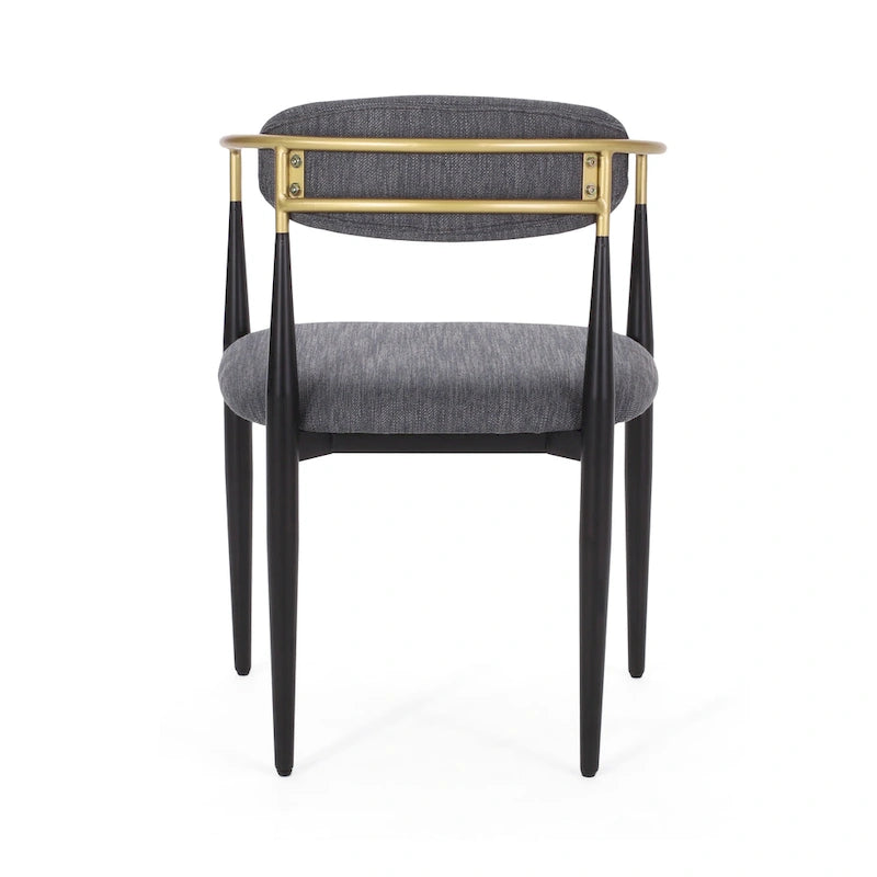 Chaises de salle à manger en fer rembourrées de tissu