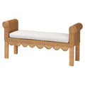 Banc en rotin naturel tissé à la main avec détails festonnés - Bohème Chic