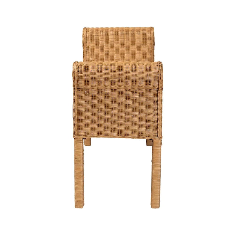 Banc en rotin naturel tissé à la main avec détails festonnés - Bohème Chic