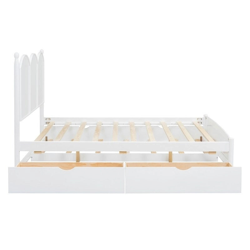 Lit plate-forme avec tête de lit vintage, cadre de lit multifonctionnel avec rangement