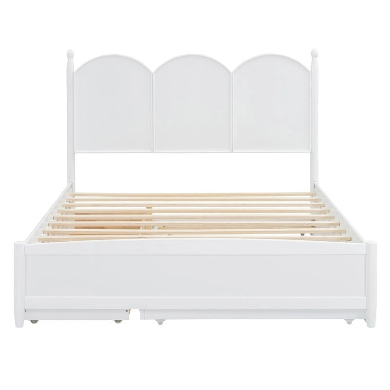Lit plate-forme avec tête de lit vintage, cadre de lit multifonctionnel avec rangement