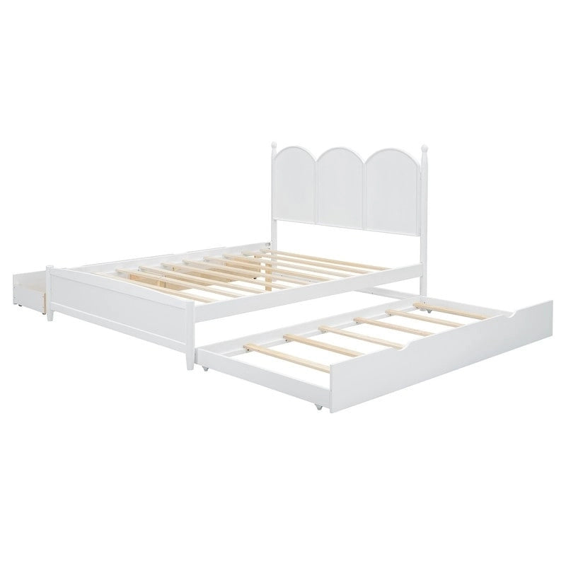 Lit plate-forme avec tête de lit vintage, cadre de lit multifonctionnel avec rangement