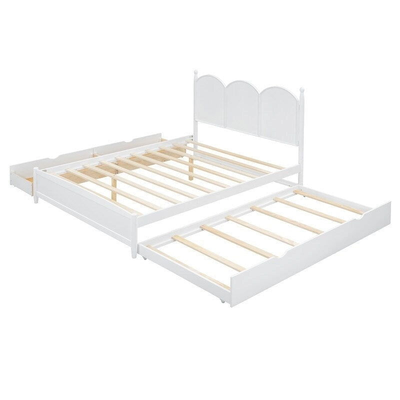 Lit plate-forme avec tête de lit vintage, cadre de lit multifonctionnel avec rangement