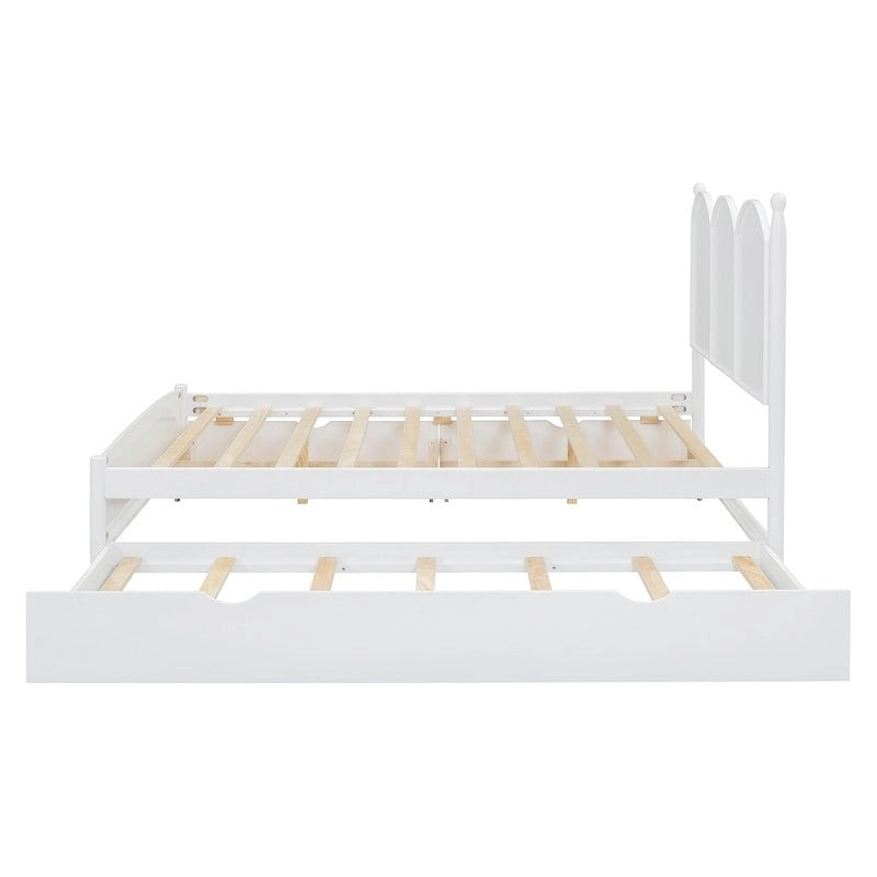 Lit plate-forme avec tête de lit vintage, cadre de lit multifonctionnel avec rangement