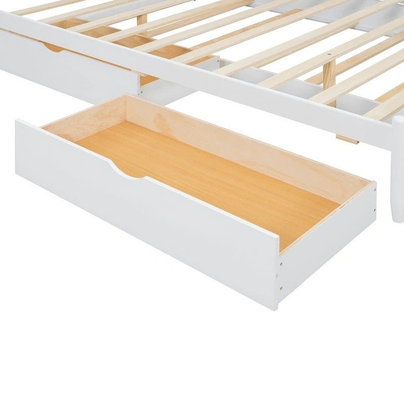 Lit plate-forme avec tête de lit vintage, cadre de lit multifonctionnel avec rangement