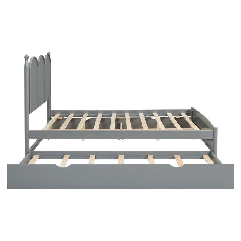 Lit plate-forme avec tête de lit vintage, cadre de lit multifonctionnel avec rangement