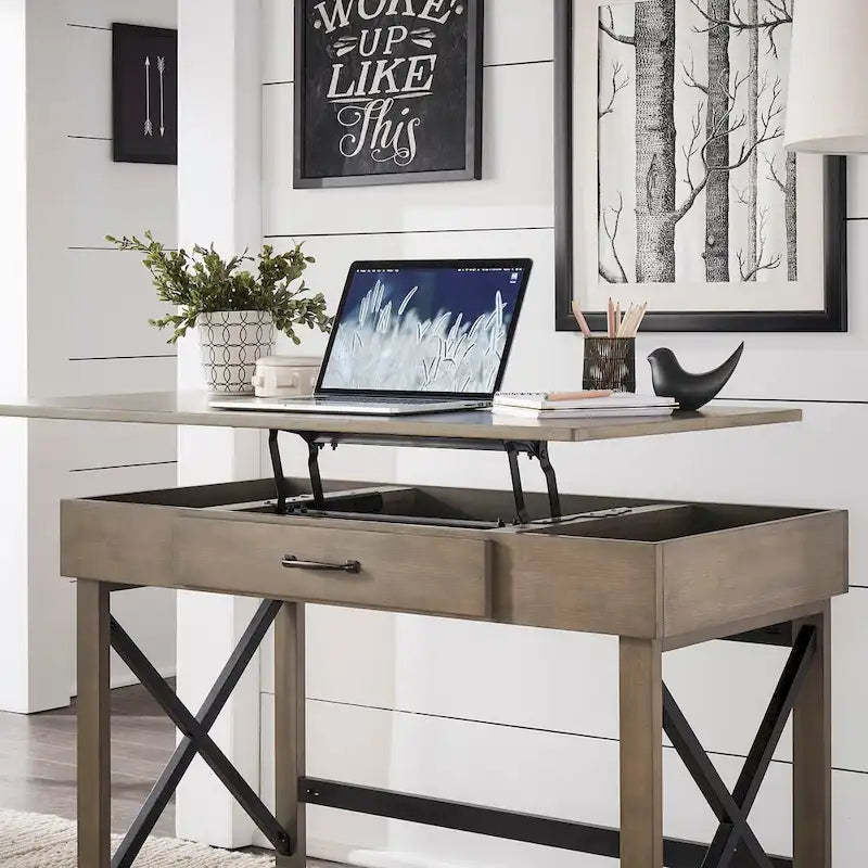 Bureau à plateau relevable avec station de charge