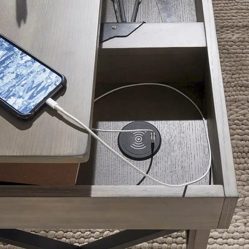 Bureau à plateau relevable avec station de charge