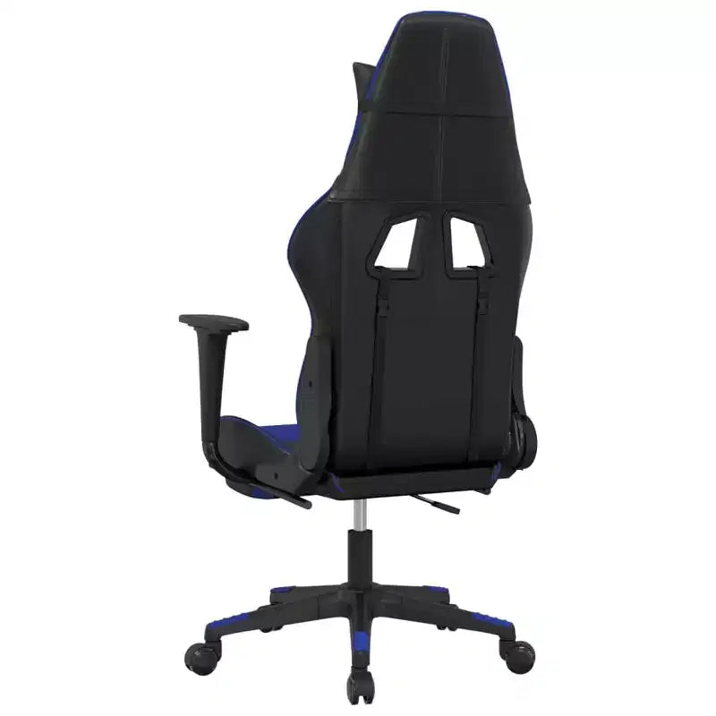 Chaise de gaming avec repose-pieds, noir et bleu, similicuir