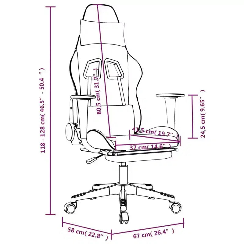 Chaise de gaming avec repose-pieds, noir et bleu, similicuir