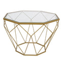 Table basse moderne octogonale avec plateau en verre trempé