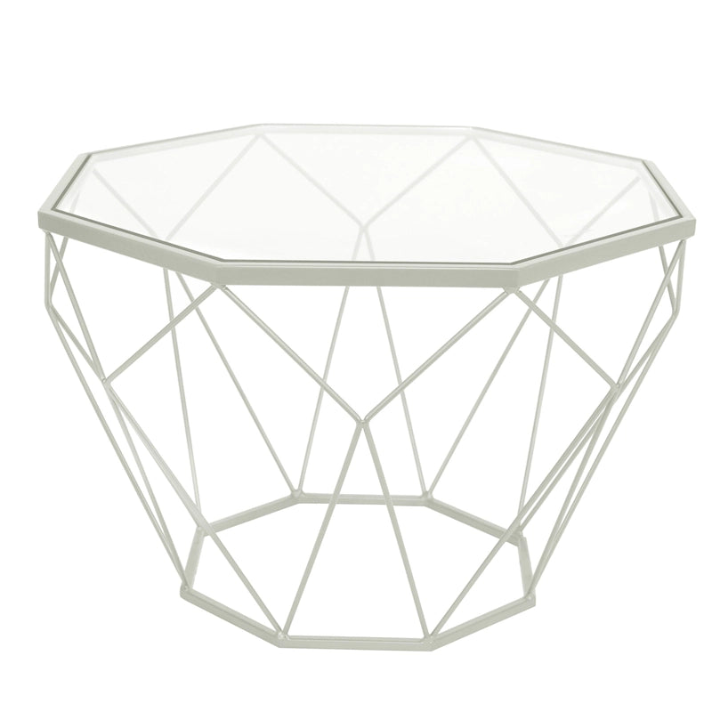 Table basse moderne octogonale avec plateau en verre trempé