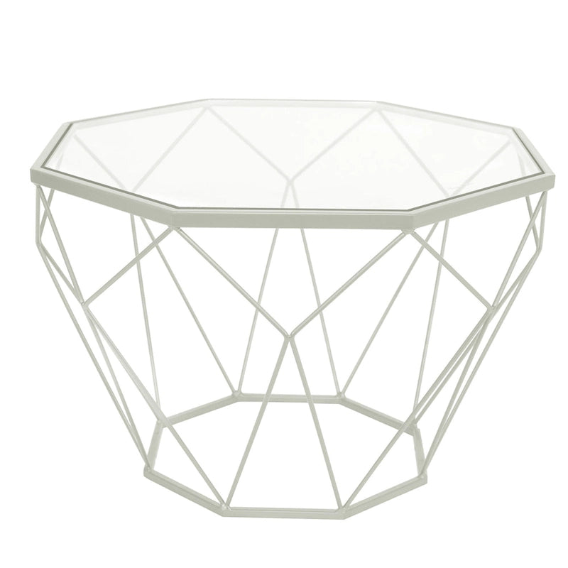 Table basse moderne octogonale avec plateau en verre trempé