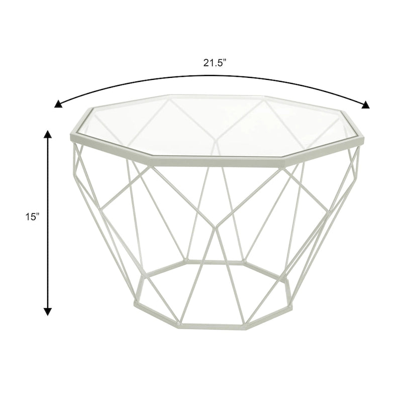 Table basse moderne octogonale avec plateau en verre trempé