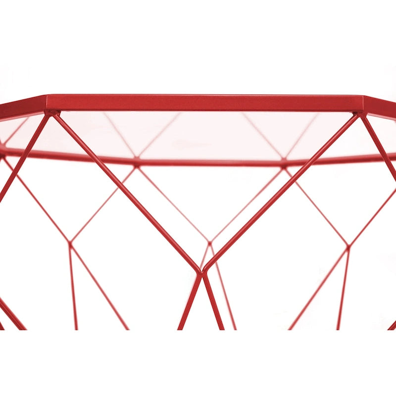 Table basse moderne octogonale avec plateau en verre trempé