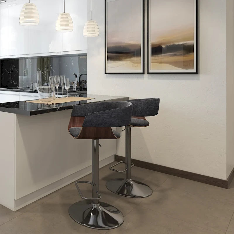 Tabouret de bar pivotant réglable de style Mid-Century Modern