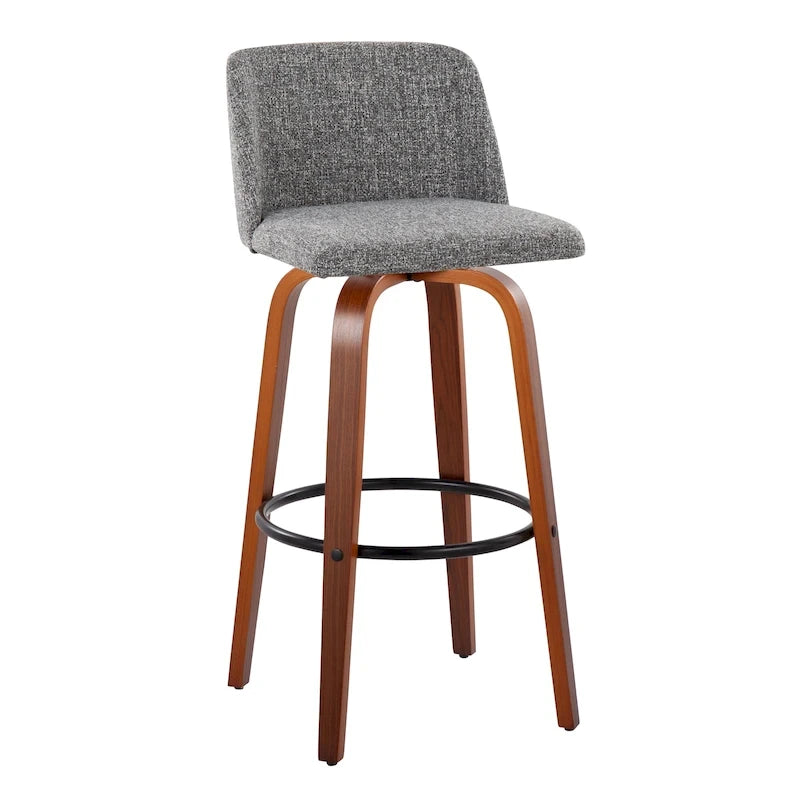 Tabouret de bar à hauteur fixe avec piètement en noyer