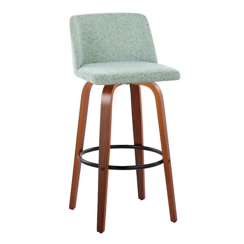 Tabouret de bar à hauteur fixe avec piètement en noyer