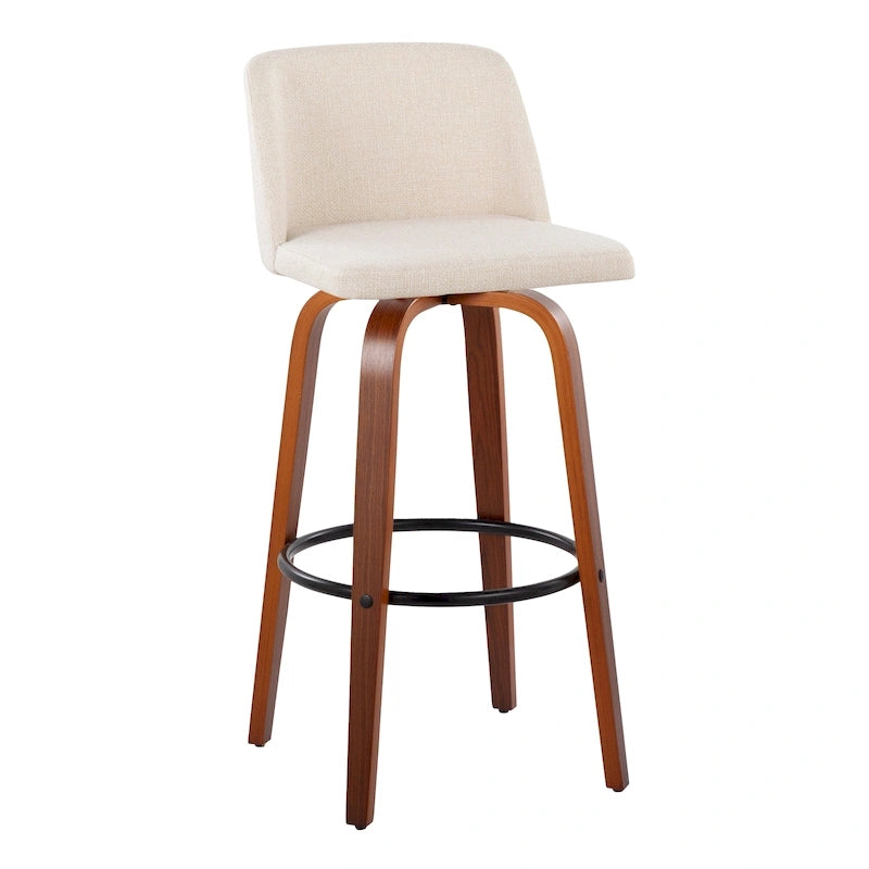 Tabouret de bar à hauteur fixe avec piètement en noyer