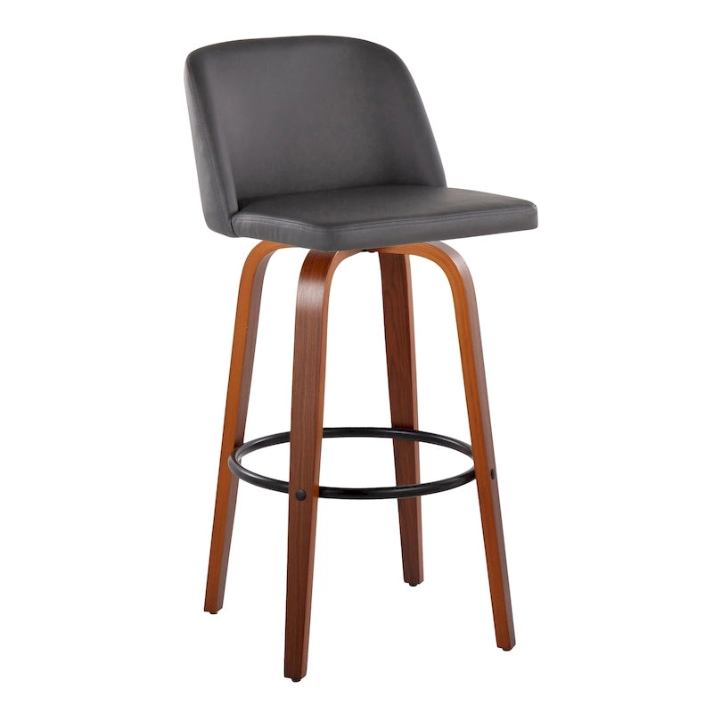 Tabouret de bar à hauteur fixe avec piètement en noyer
