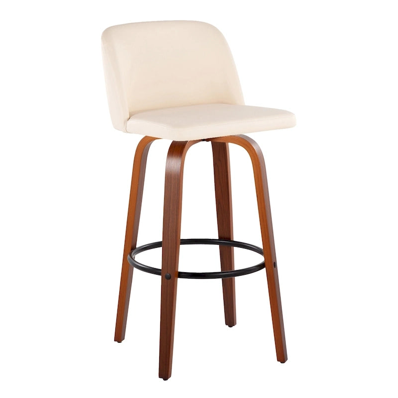 Tabouret de bar à hauteur fixe avec piètement en noyer