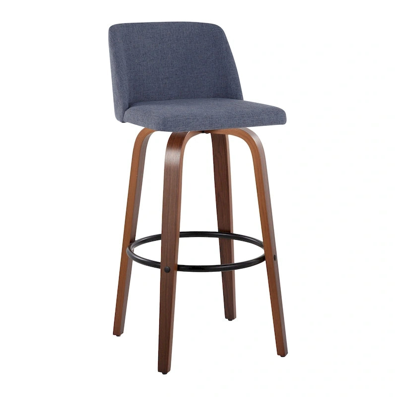 Tabouret de bar à hauteur fixe avec piètement en noyer