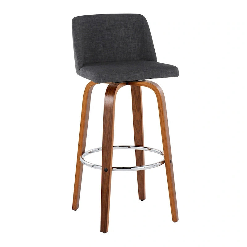 Tabouret de bar à hauteur fixe avec piètement en noyer