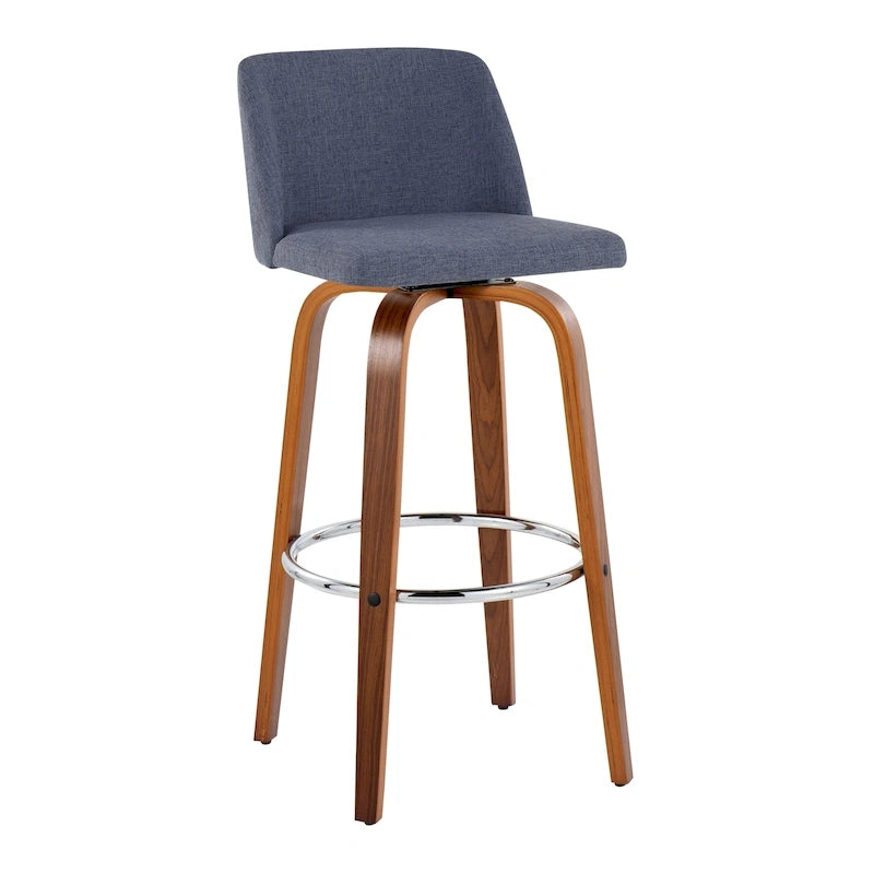 Tabouret de bar à hauteur fixe avec piètement en noyer