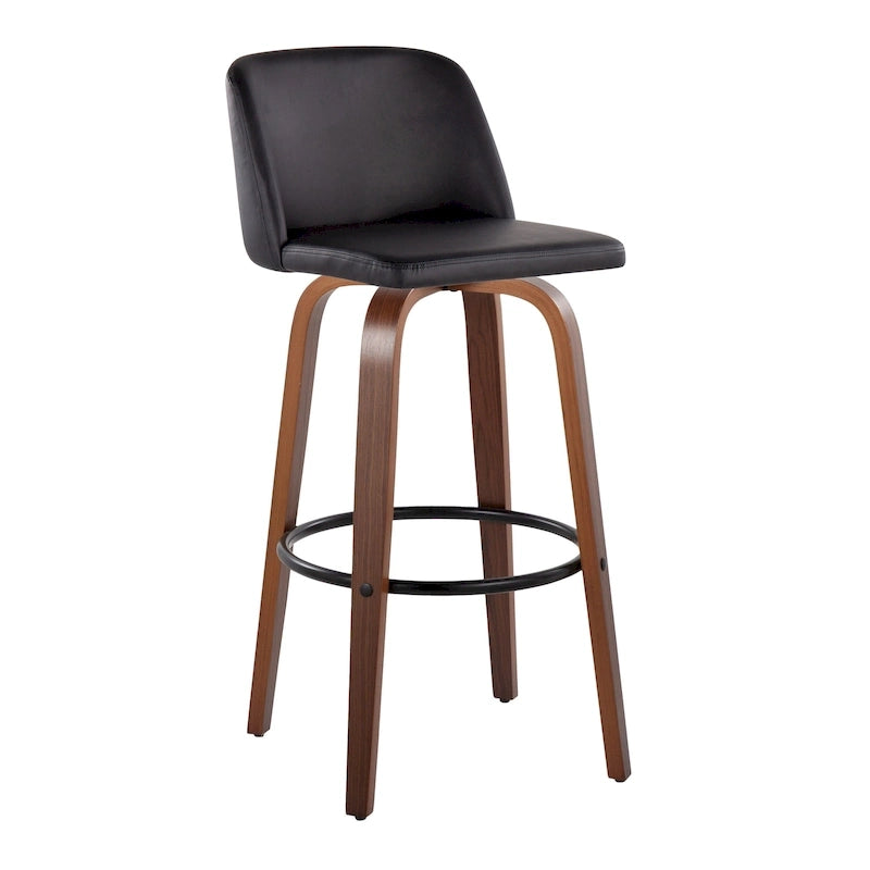Tabouret de bar à hauteur fixe avec piètement en noyer