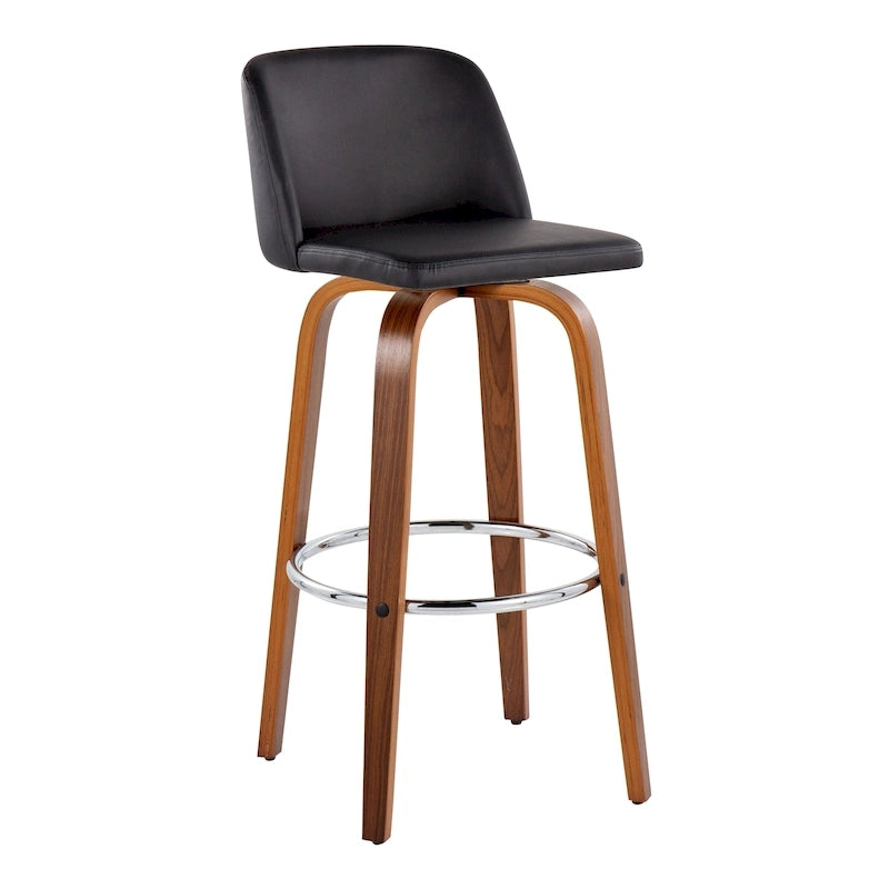 Tabouret de bar à hauteur fixe avec piètement en noyer