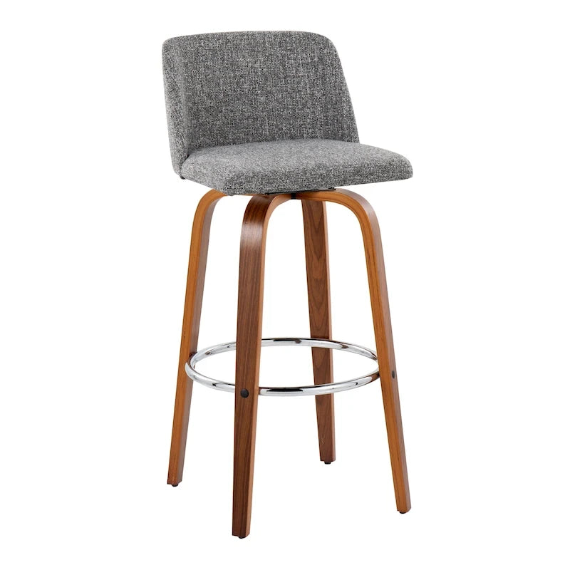 Tabouret de bar à hauteur fixe avec piètement en noyer