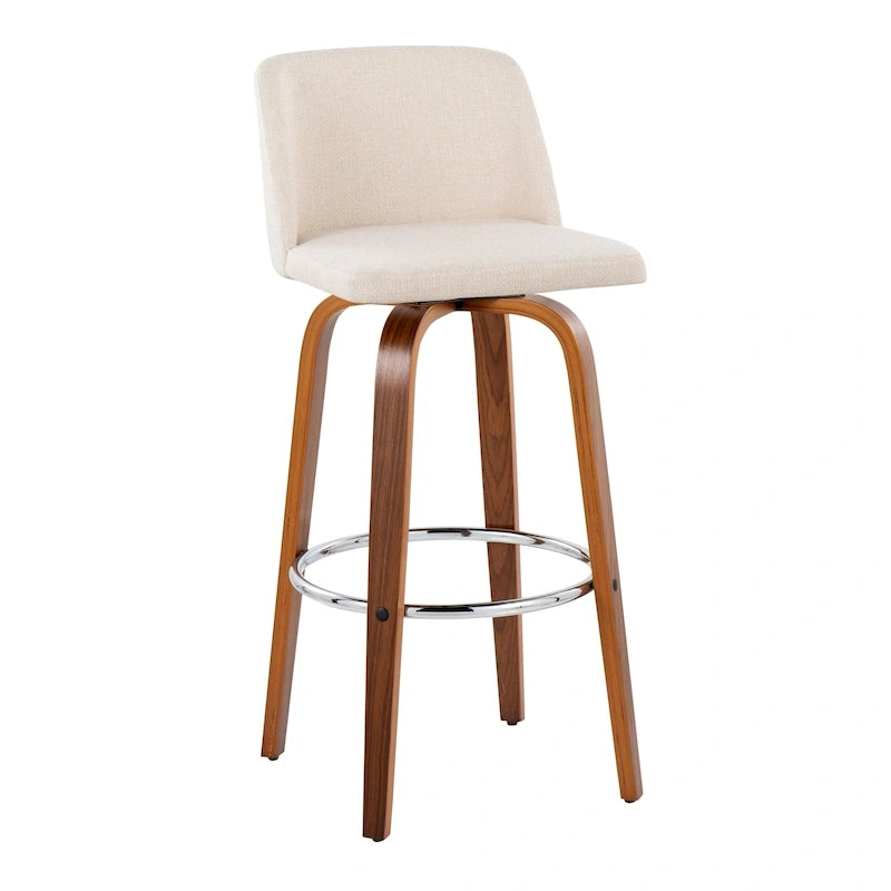 Tabouret de bar à hauteur fixe avec piètement en noyer