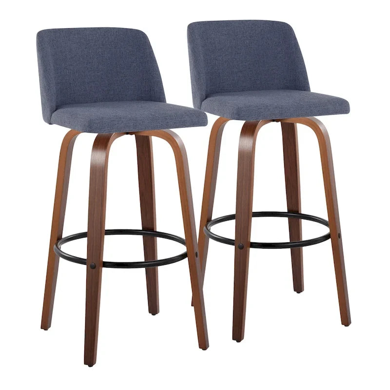 Tabouret de bar à hauteur fixe avec piètement en noyer