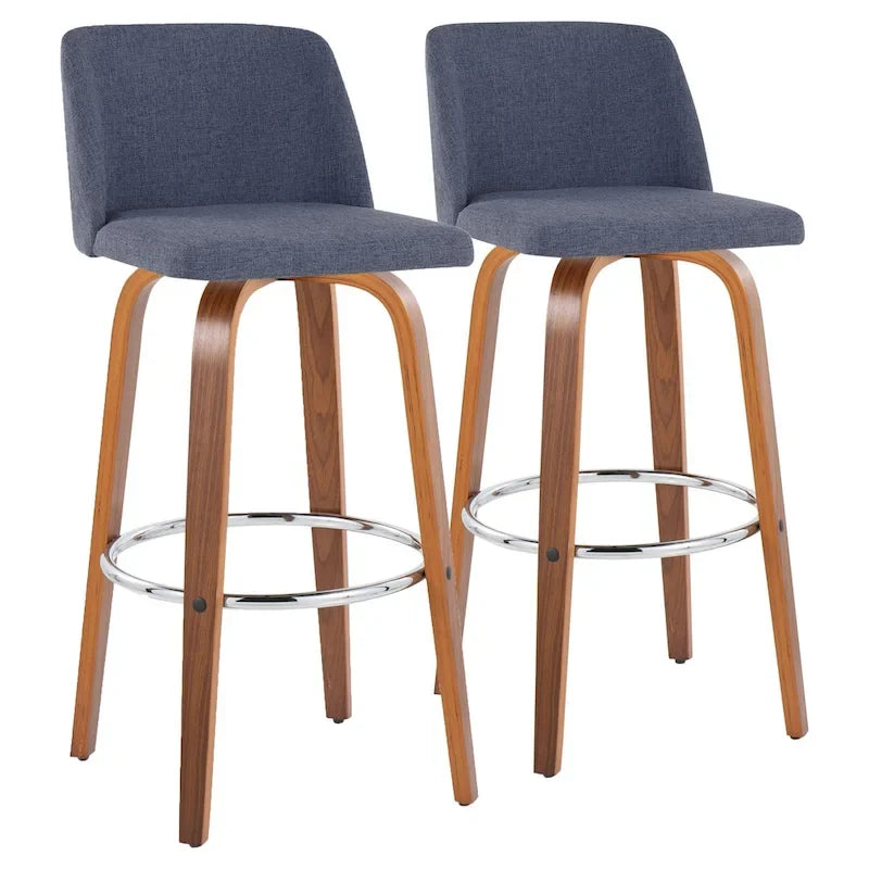 Tabouret de bar à hauteur fixe avec piètement en noyer