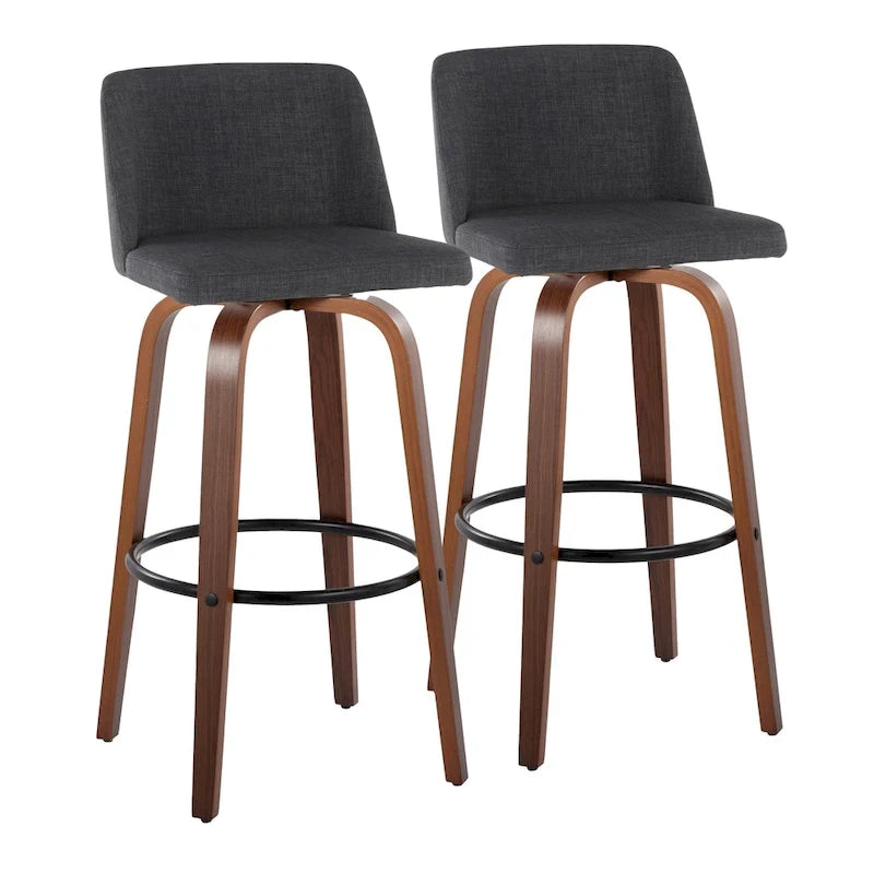 Tabouret de bar à hauteur fixe avec piètement en noyer